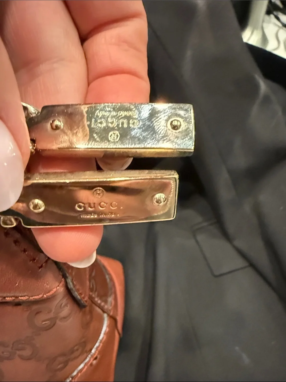 2008 Authentic Gucci Tan Brown GG Monogram Leather Satchel with Gold Hardware